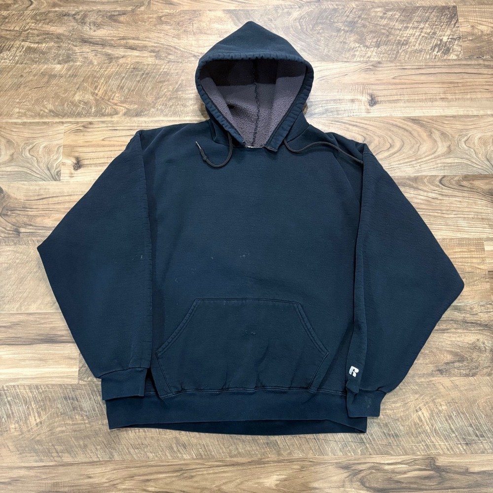 Vintage Y2K Russell Athletic Hoodie Mens XL Black Dri-Power Pullover Sweatshirt